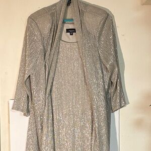 R&M Richards Shimmering Silver Formal Dress w/jacket.  Perfect Wedding or Prom.